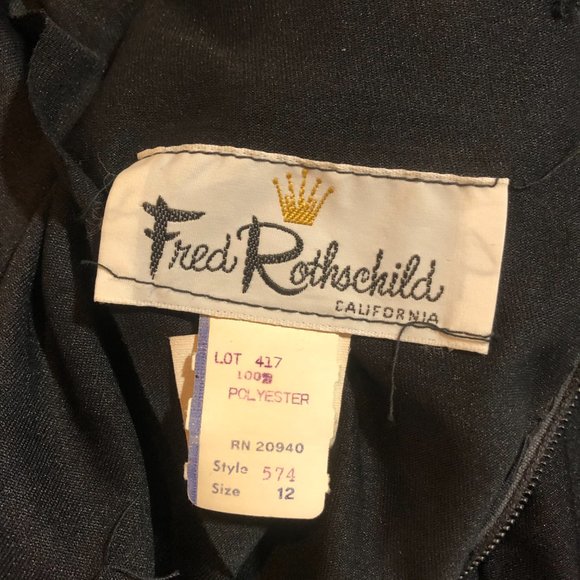 VINTAGE Fred Rothschild 12 Black Long Sleeve Dress READ DESCRIPTION - Picture 4 of 4